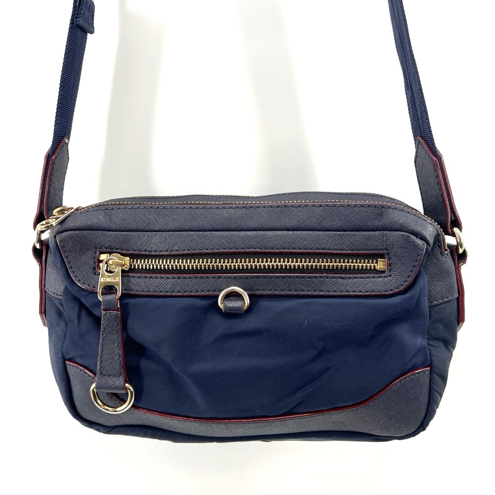 MZ Wallace Crossbody Bag Nylon & Leather Small Navy Y2K Luxury Travel Purse